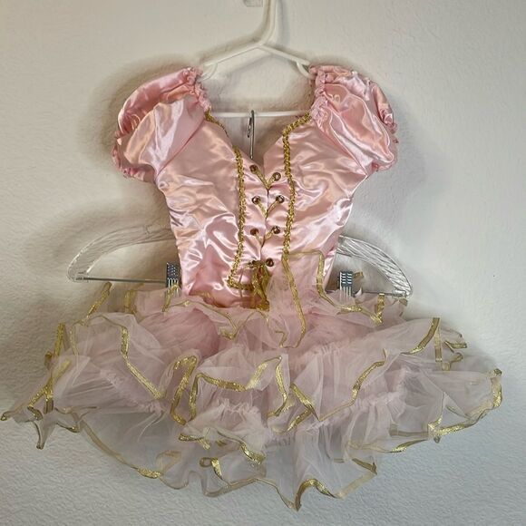 Christmas girls snowflake printed dance dress sequin | pink | size Small - Picture 2 of 7